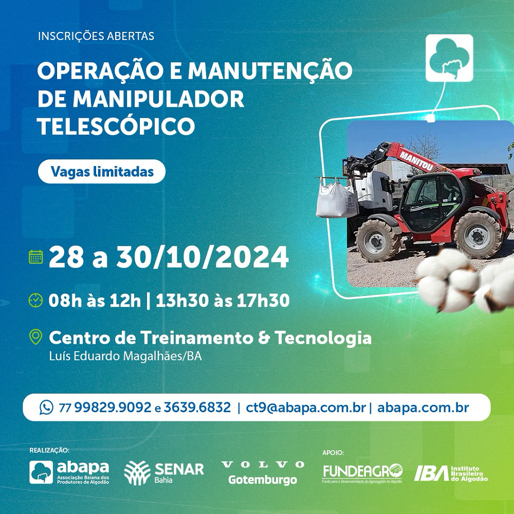 Abapa abre inscrições para Curso de Operação e Manutenção de Manipulador Telescópico